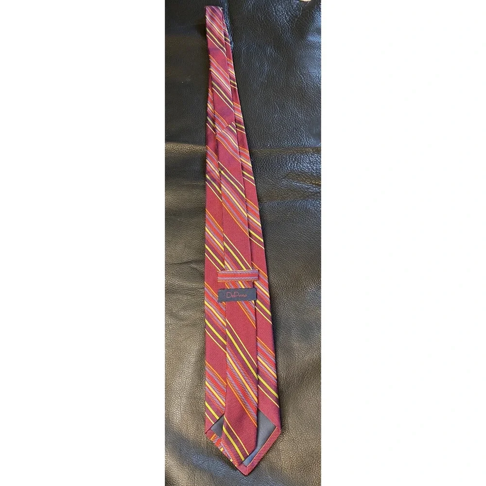 De Dinno Red Stripe Tie Classic Lawyer Interview Christmas Valentine Silk/Cotton